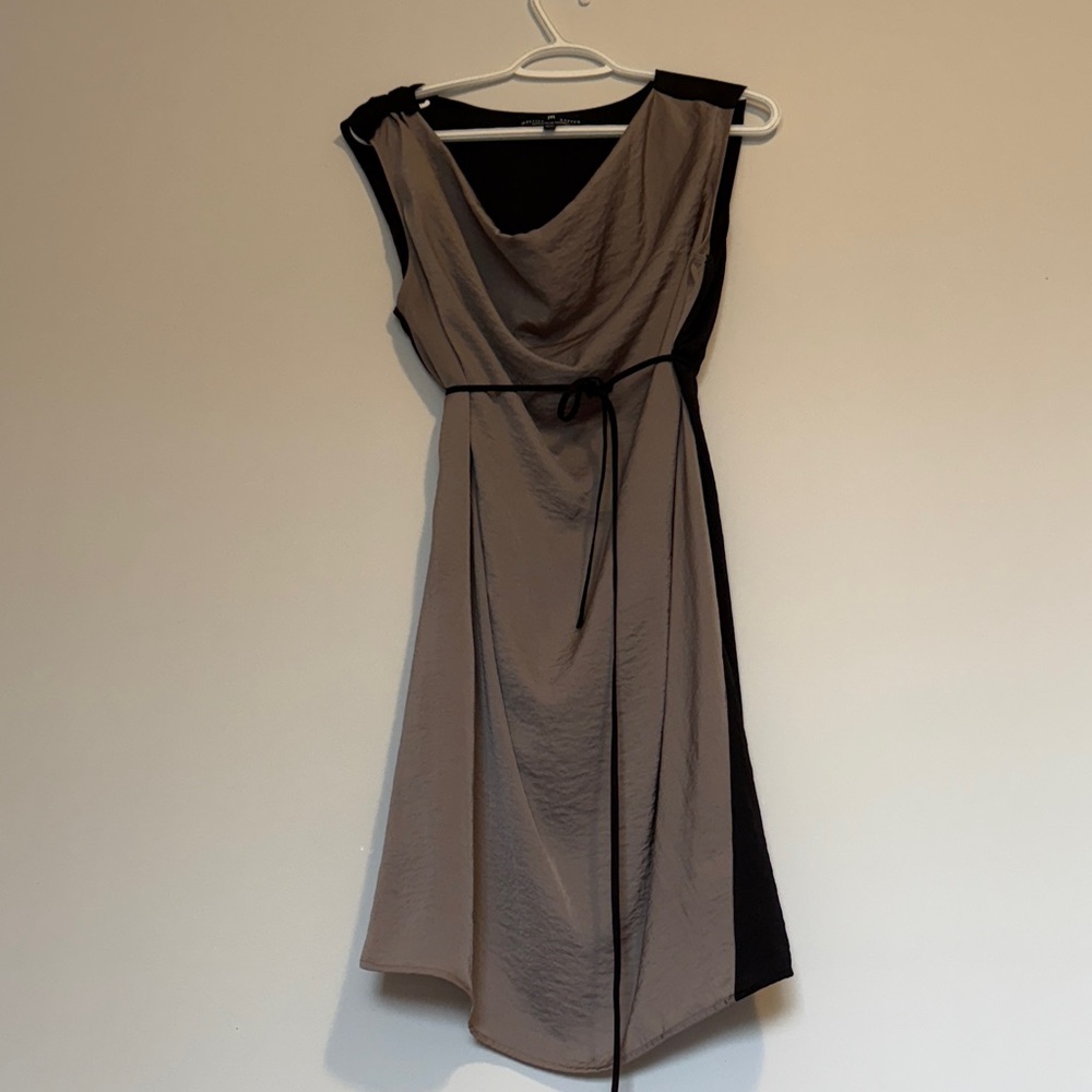 MELISSA NEPTON Asymmetrical Black and Tan Dress